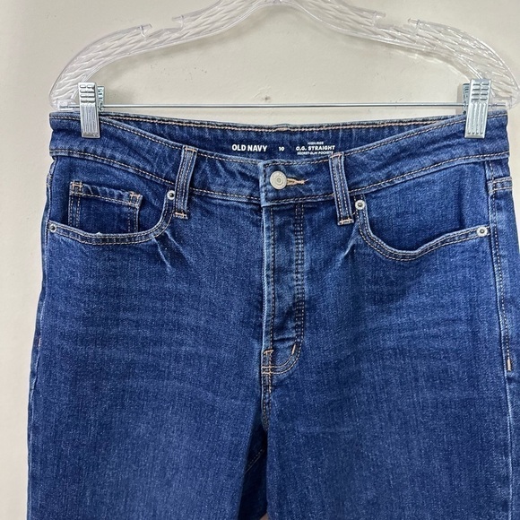 Old Navy sz 10 jeans straight leg with a raw hemline. Med navy - Picture 11 of 13